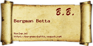 Bergman Betta névjegykártya